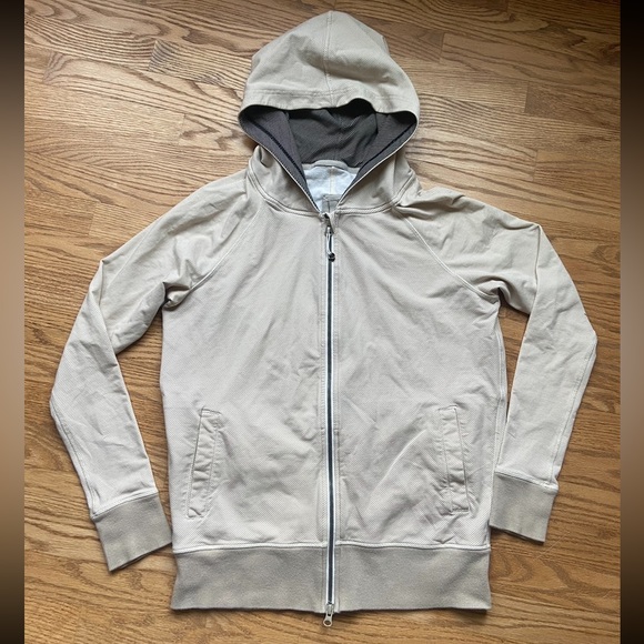 LULULEMON FULL ZIP STRIPED CREAM HOODIE / SWEATSHIRT SIZE 6 - Picture 2 of 11